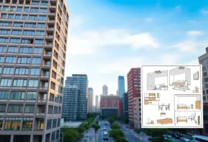 Conceptual image of office buildings being converted into residential micro-units in Phoenix.