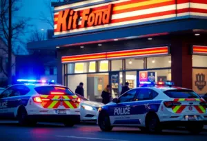 Police vehicles outside a fast-food restaurant