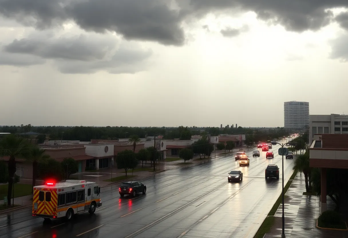 Heavy rainfall over Phoenix resulting in flooded streets