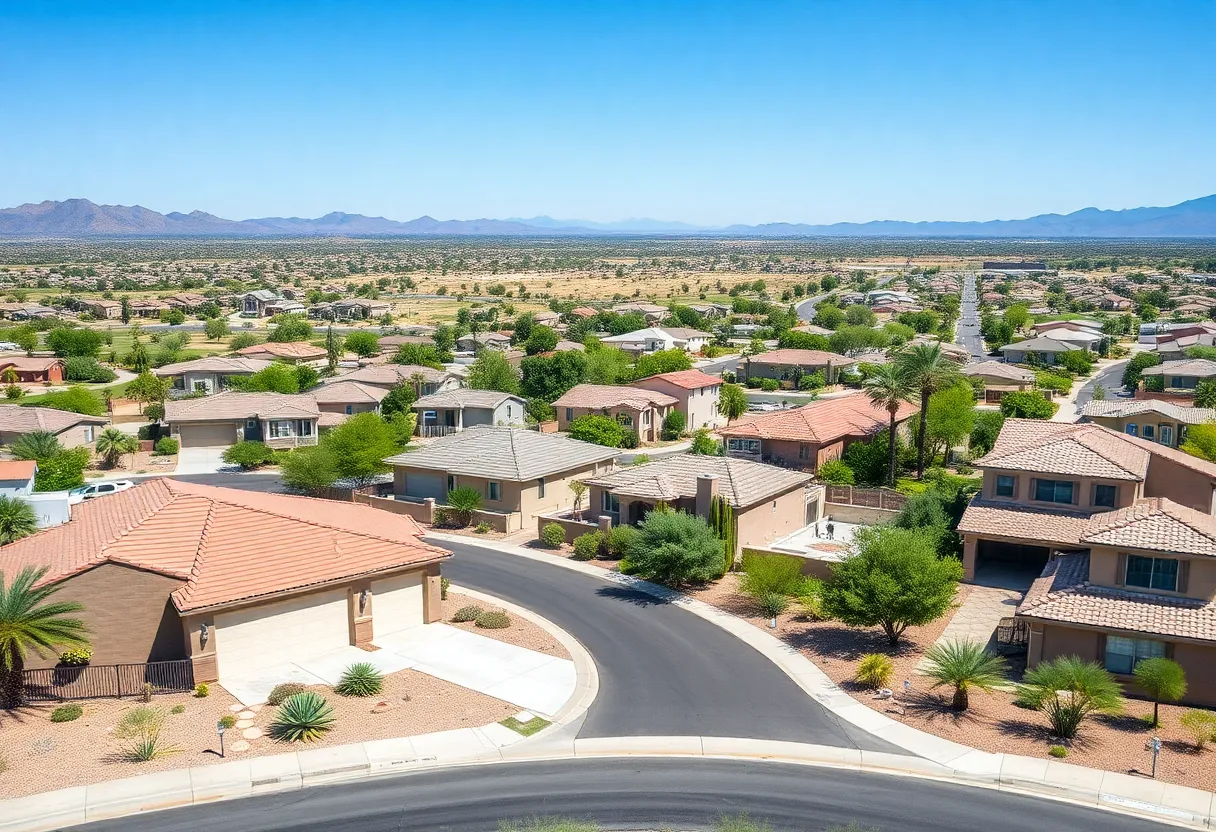 Scenic view of a suburban neighborhood in Phoenix, Arizona