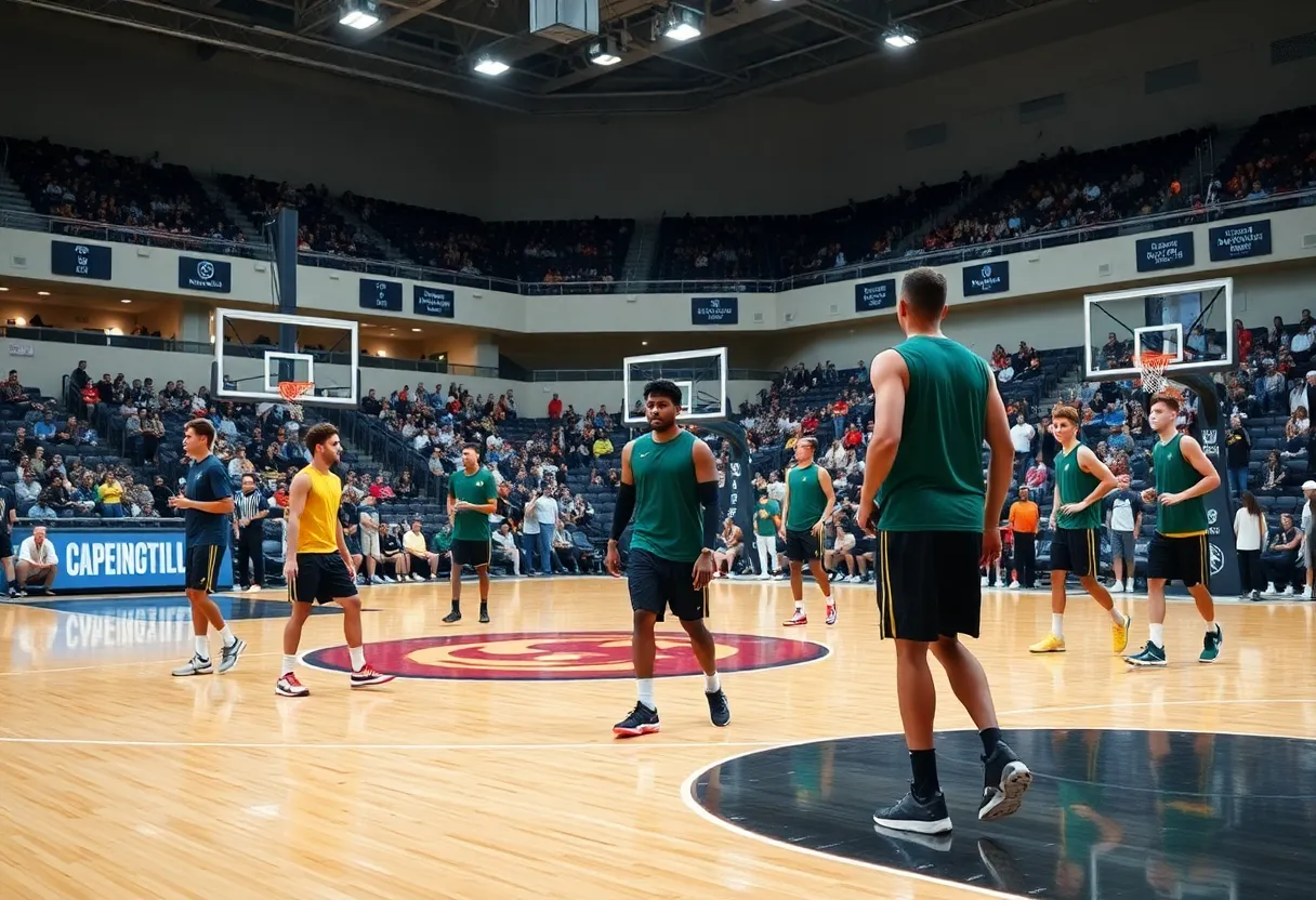 Phoenix Suns players practicing on the court
