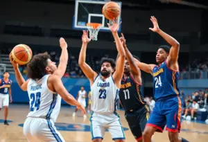 Phoenix Suns and Brooklyn Nets players competing in preseason game