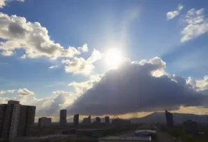Phoenix weather skyline showing sun and clouds