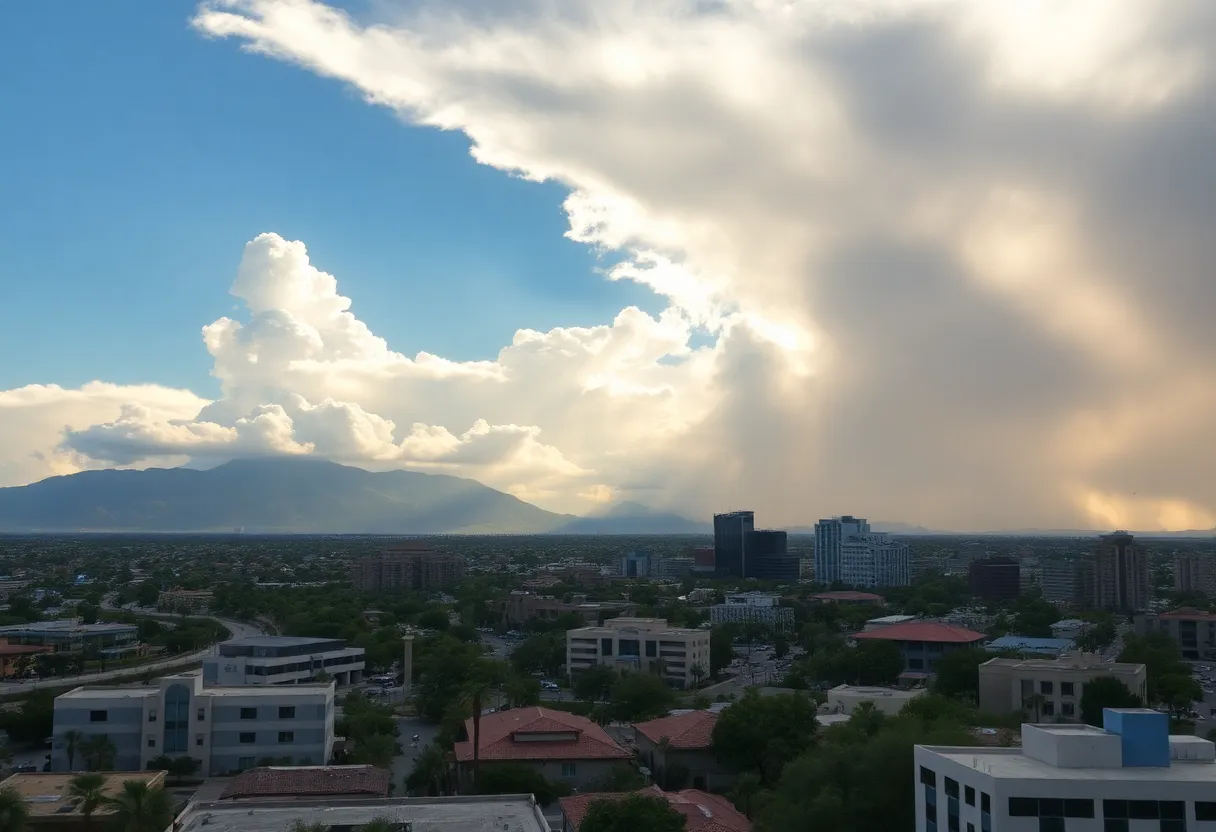 Scenic view of Phoenix with warm weather and clouds