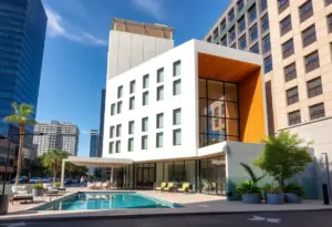 Exterior view of Placemakr's new pop-up hotel in downtown Phoenix.