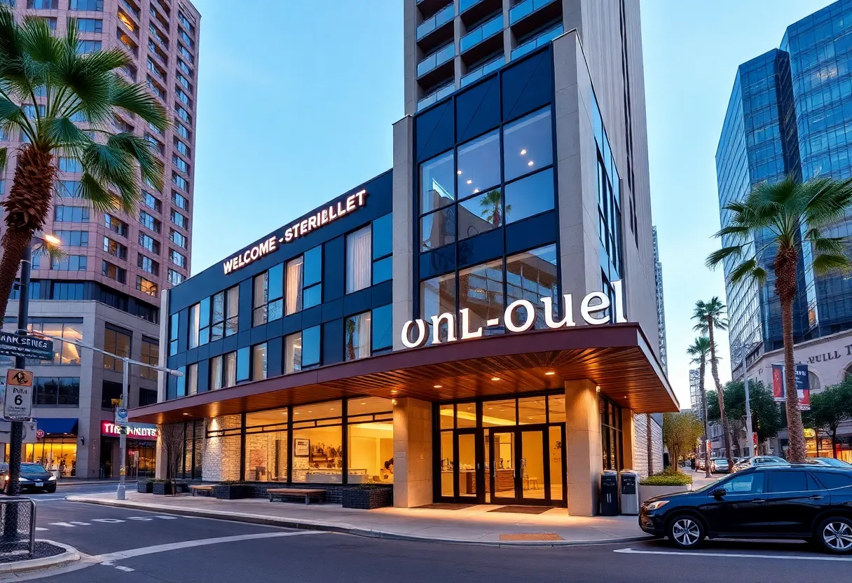 Exterior view of Placemakr flexible-stay hotel in downtown Phoenix