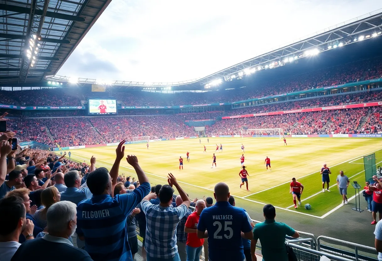 Portland Timbers players celebrating after scoring a goal during a playoff match.