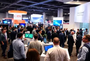 Participants at SEMICON West conference in Phoenix focusing on semiconductor technology.