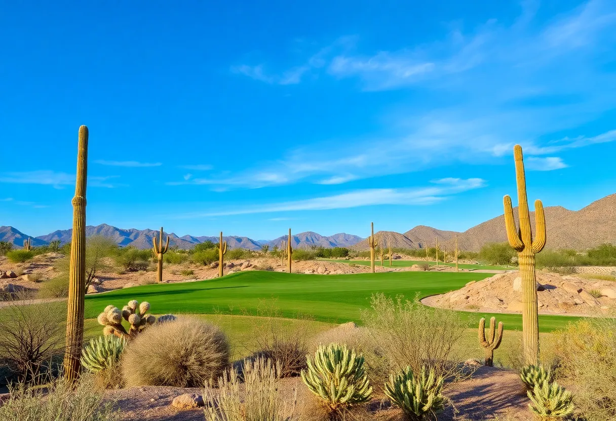 Scenic view of an Arizona golf course with sustainable water practices