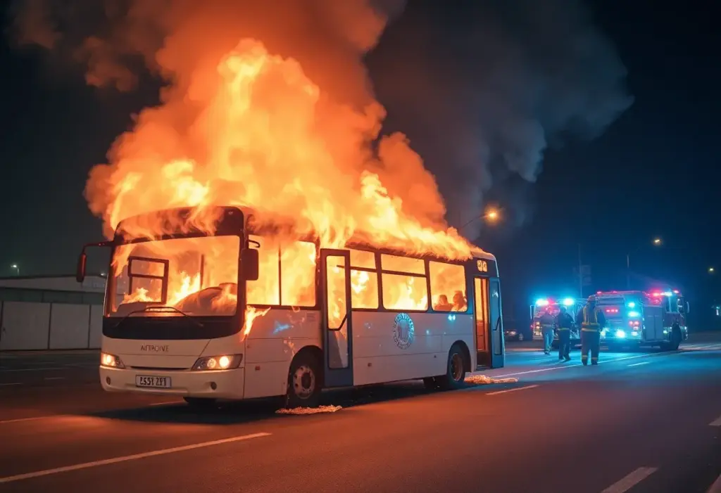 Valley Metro bus engulfed in flames during the incident in Tempe.