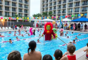 Participants at the Tenderloin pool toss fundraiser.
