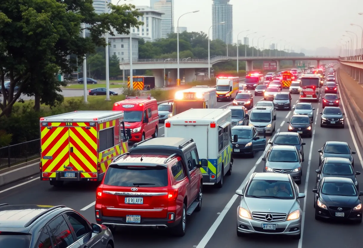 Traffic congestion due to a serious crash at Deck Park Tunnel in Phoenix.