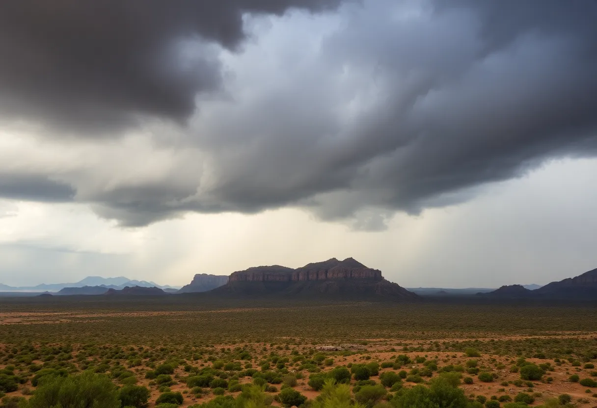 Tropical Storm Priscilla bringing heavy rain to Arizona desert landscape