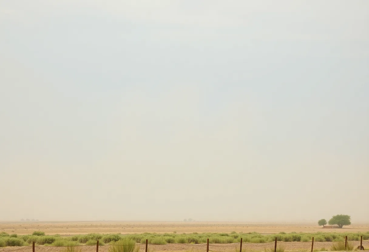 View showing windy conditions in Imperial County during a wind advisory