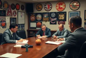 WNBA representatives in a serious discussion during contract negotiations