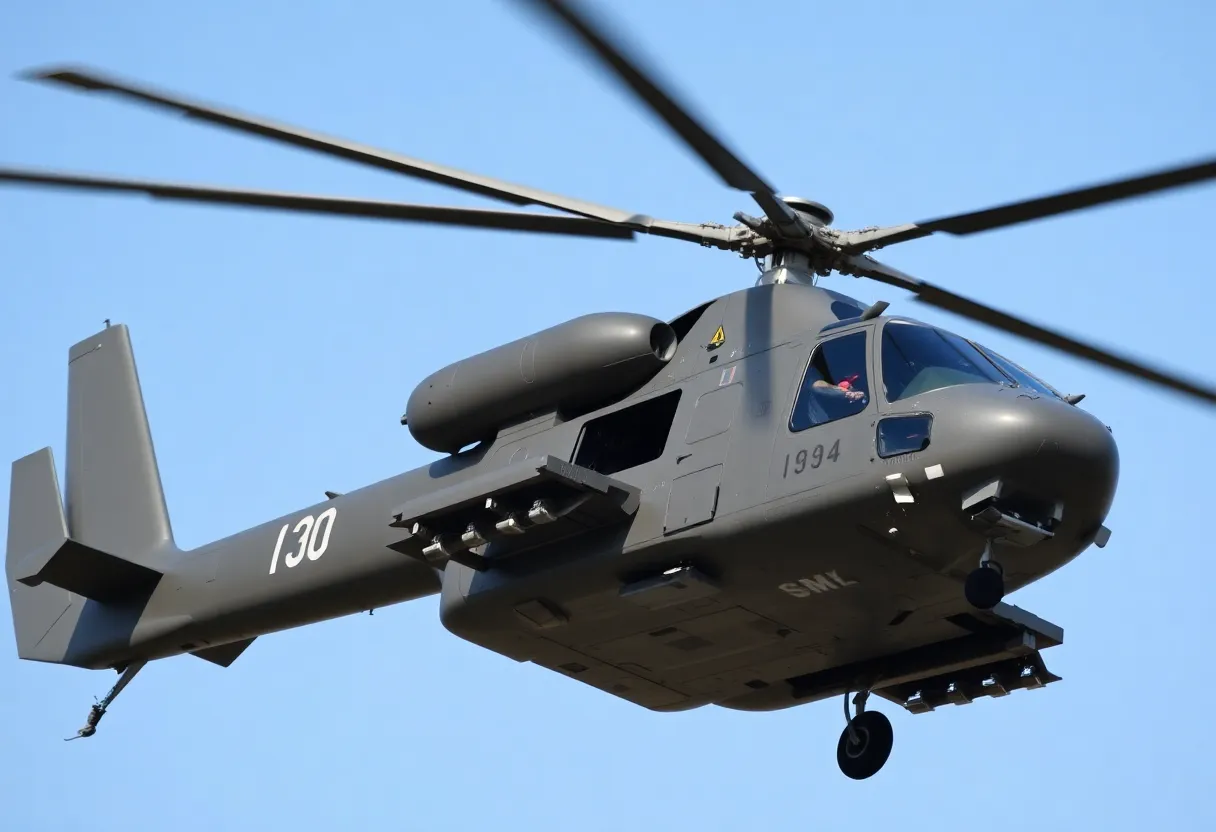 AH-64E Apache helicopter in flight