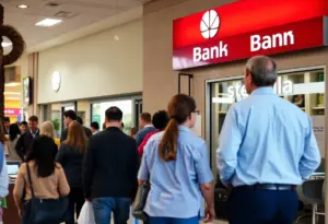 Scene depicting regional banks in Arizona with customers and branches