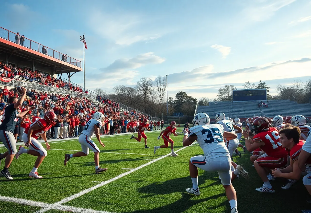 High school football players in action during Arizona playoffs