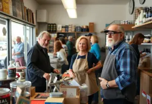 Arizona small business facing tariff challenges with customers and owners visible.