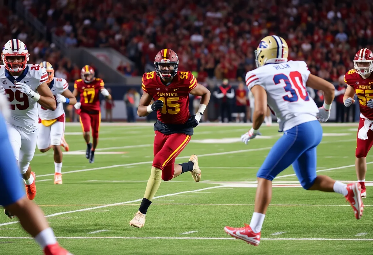 Arizona State Sun Devils football team in action against Arizona Wildcats