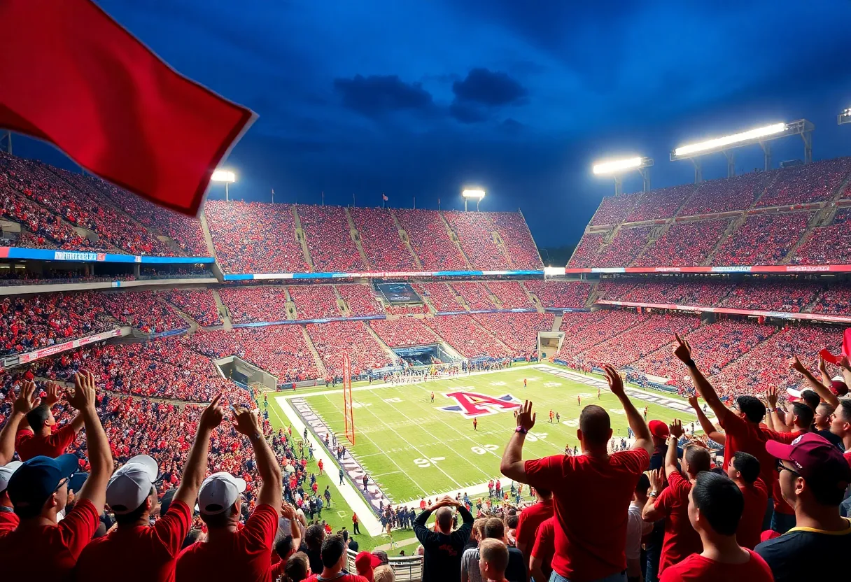 Fans celebrating Arizona Wildcats win against ASU