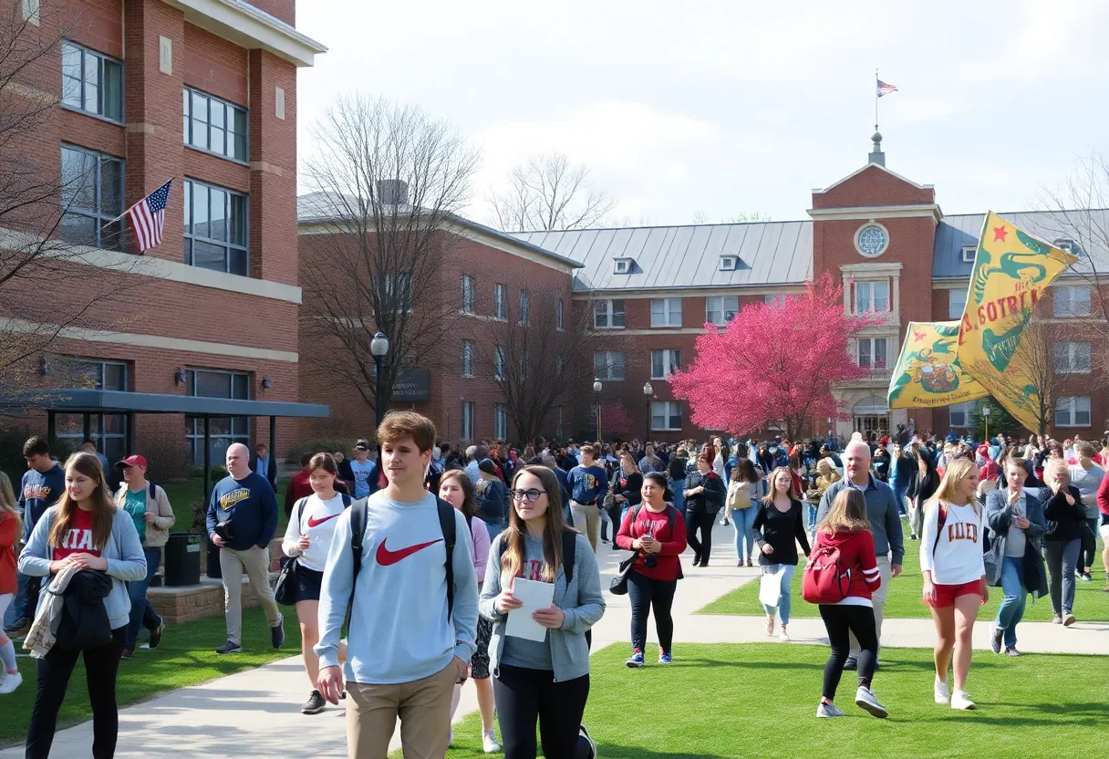 Arizona State University campus with students participating in activities.