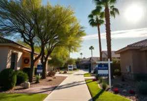 Houses for sale in a sunny Phoenix neighborhood