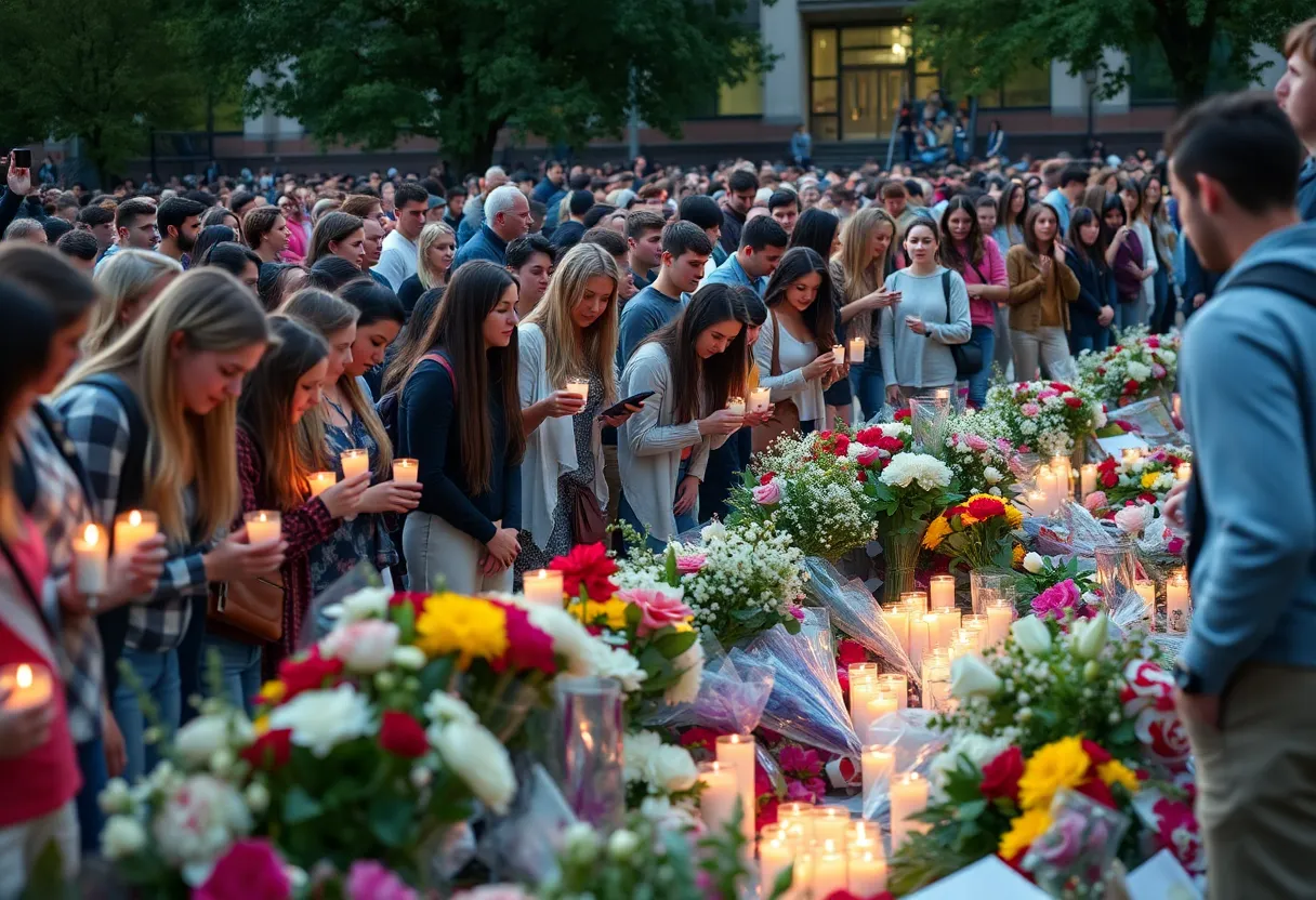 Community members gathered for a memorial event honoring UA students.