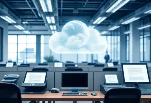 Cloud-based fax solutions being used in an office.