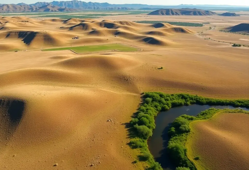 Aerial view of a 4,050-acre ranch in Dolan Springs, Arizona.