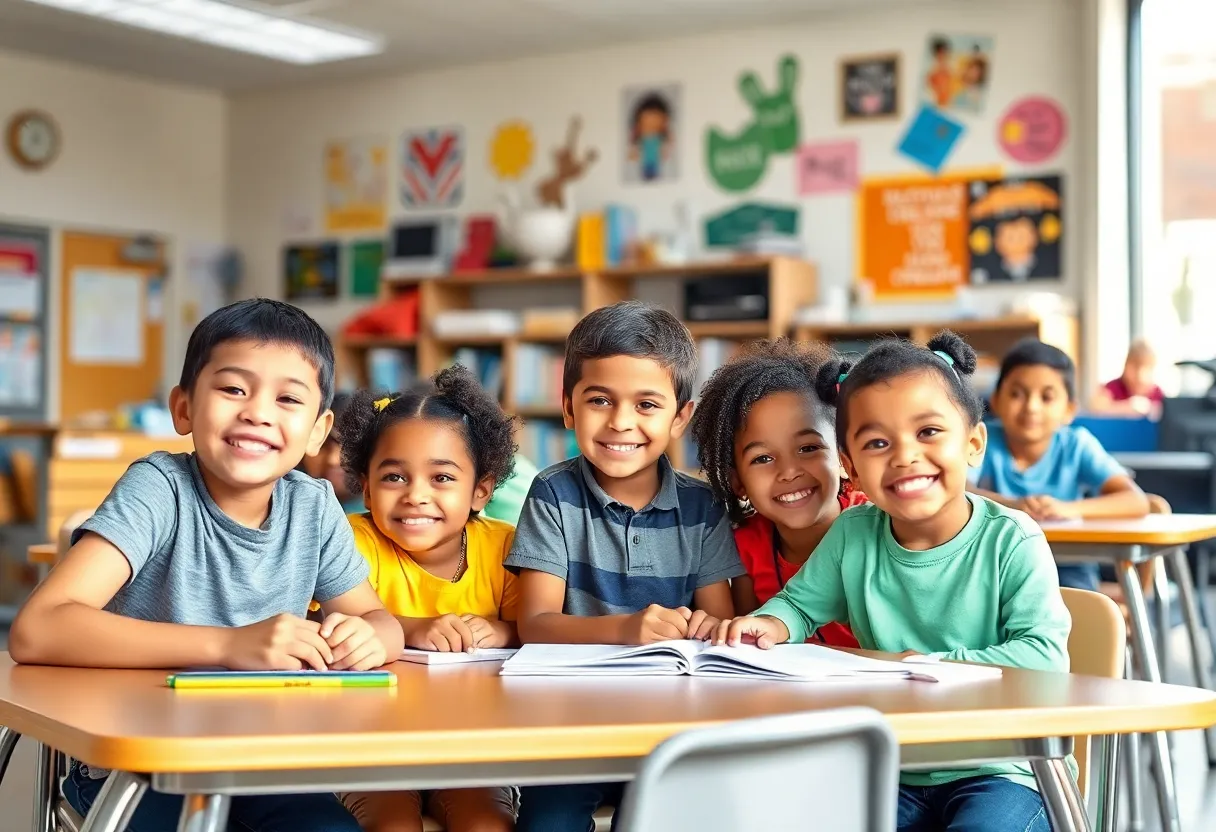 Elementary school classroom in Phoenix with diverse students
