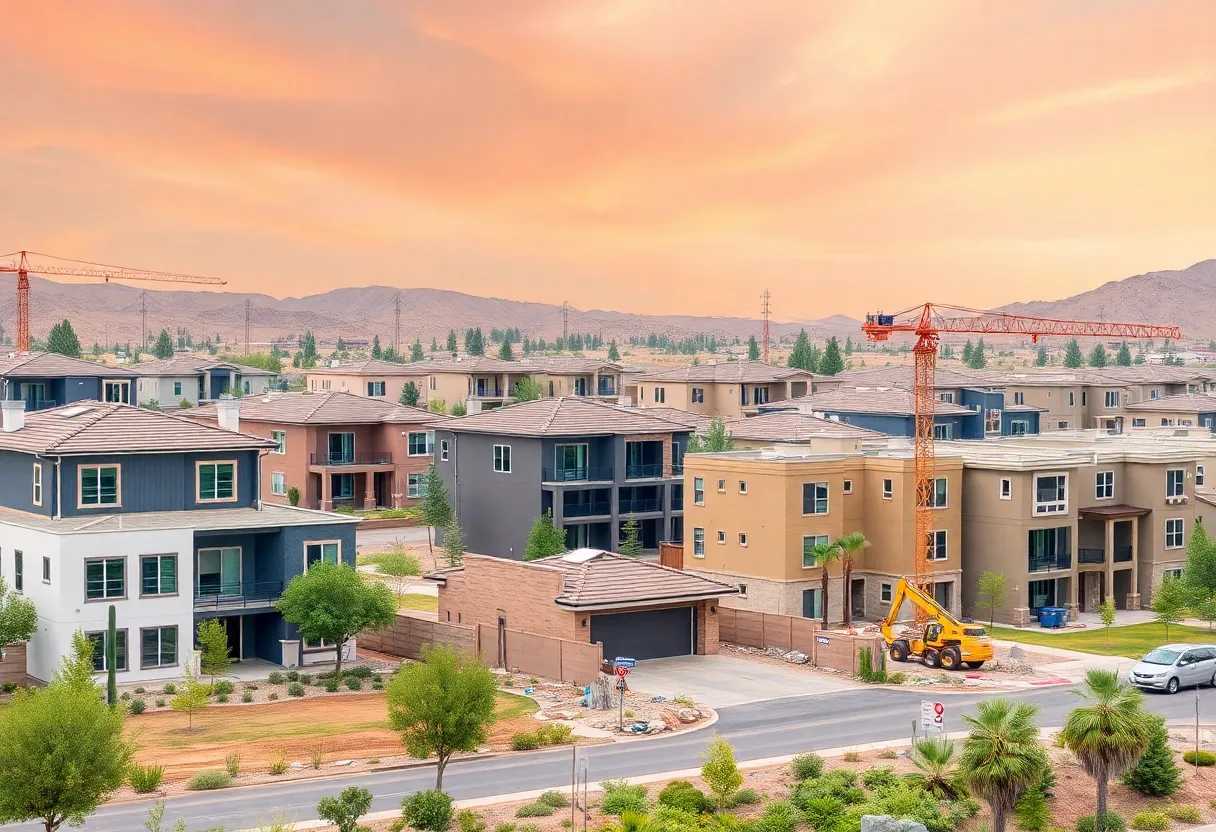 Construction site of Evergreen Devco residential community in Mesa, Arizona.