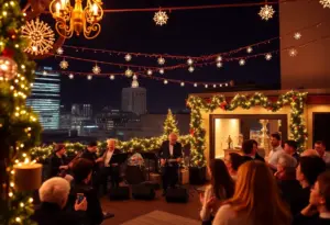 Rooftop concert celebrating Frank Sinatra's Christmas classics