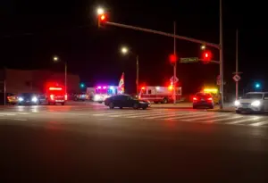 Crash scene at a Gilbert Arizona intersection with emergency response vehicles