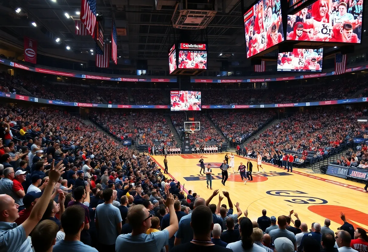 Grand Canyon University basketball game with fans and players in action