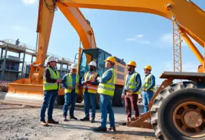 Construction professionals on-site demonstrating leadership and teamwork