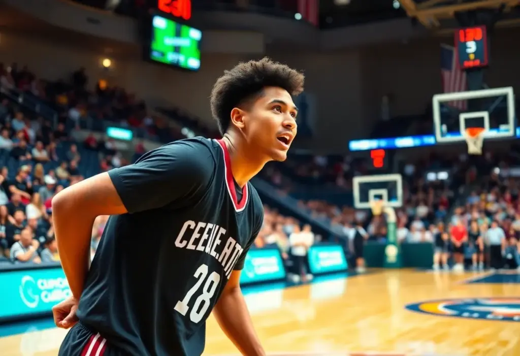 Koa Peat showcasing skills in a college basketball game