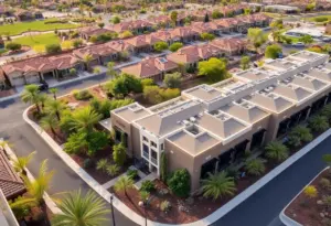 Rendering of the luxury townhomes at the Cavasson development in Scottsdale, Arizona.