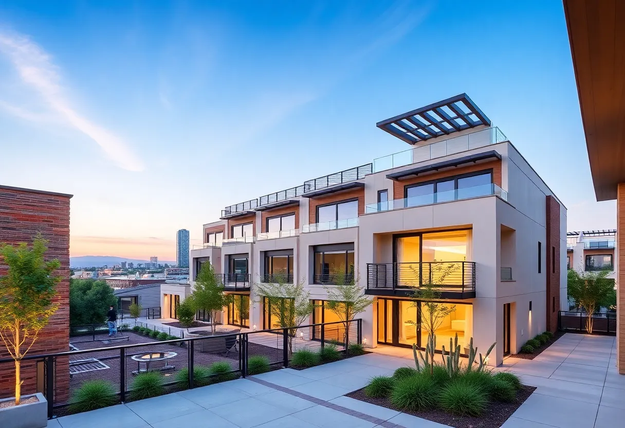 Exterior view of Soleil luxury townhomes in Phoenix.