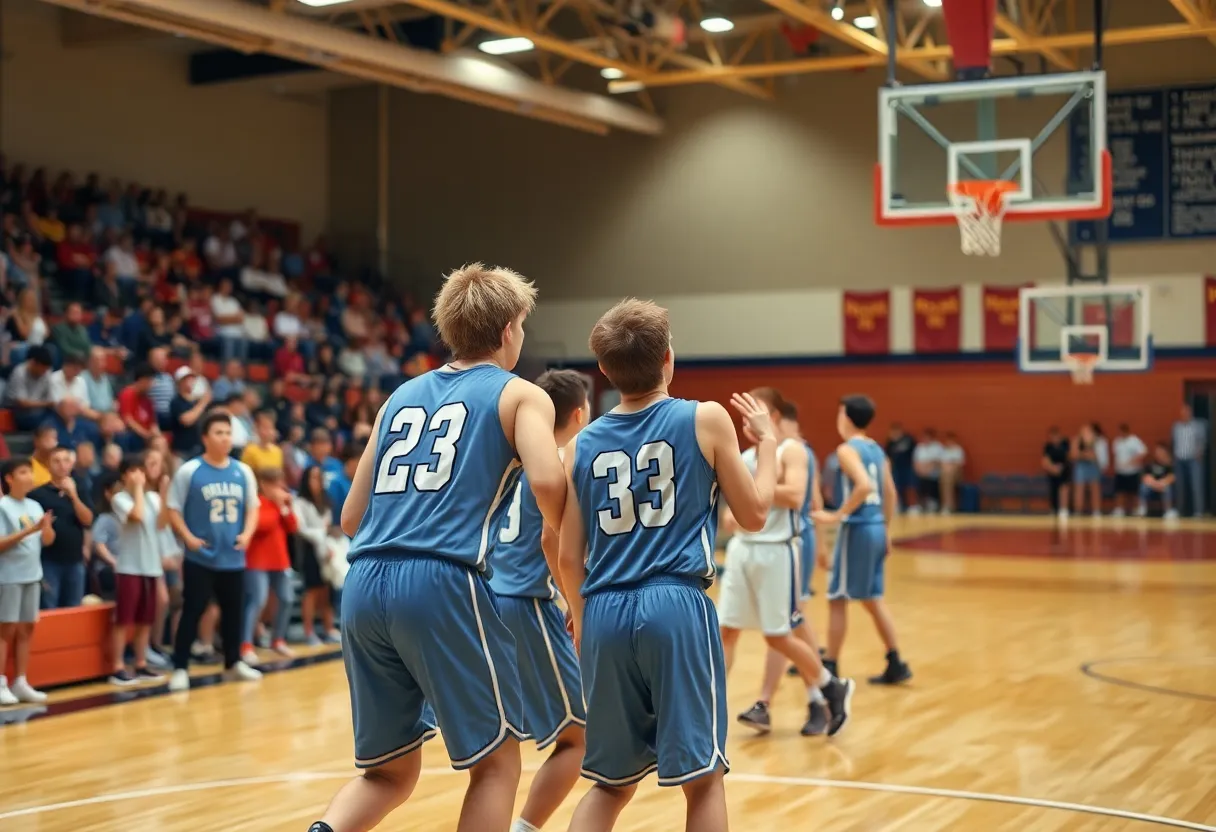 Moon Valley Rockets celebrating victory after a basketball game
