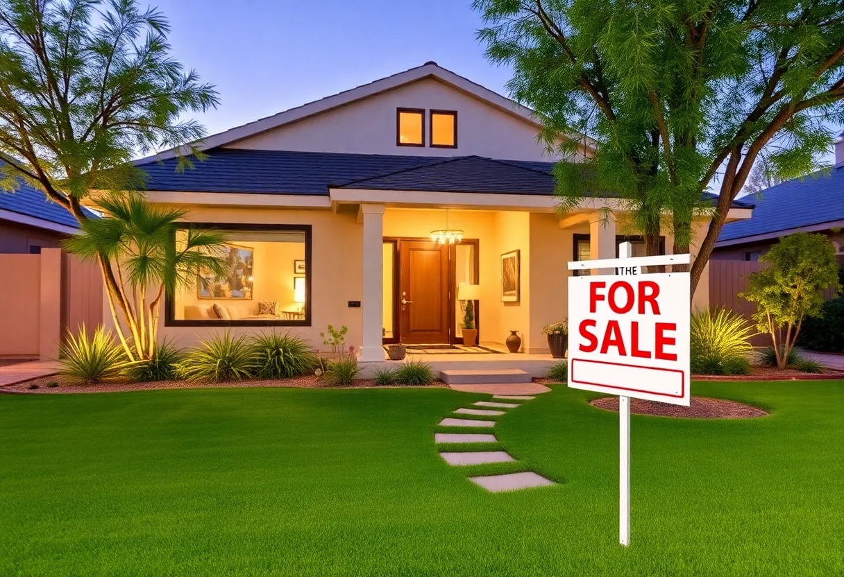 A beautiful living room during an open house in Phoenix, AZ.