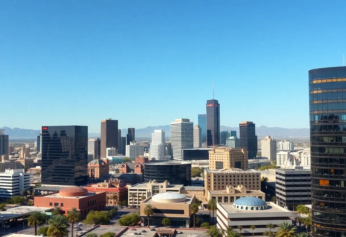 Phoenix cityscape illustrating the vibrant tech scene recognizing ADMANITY's achievements.