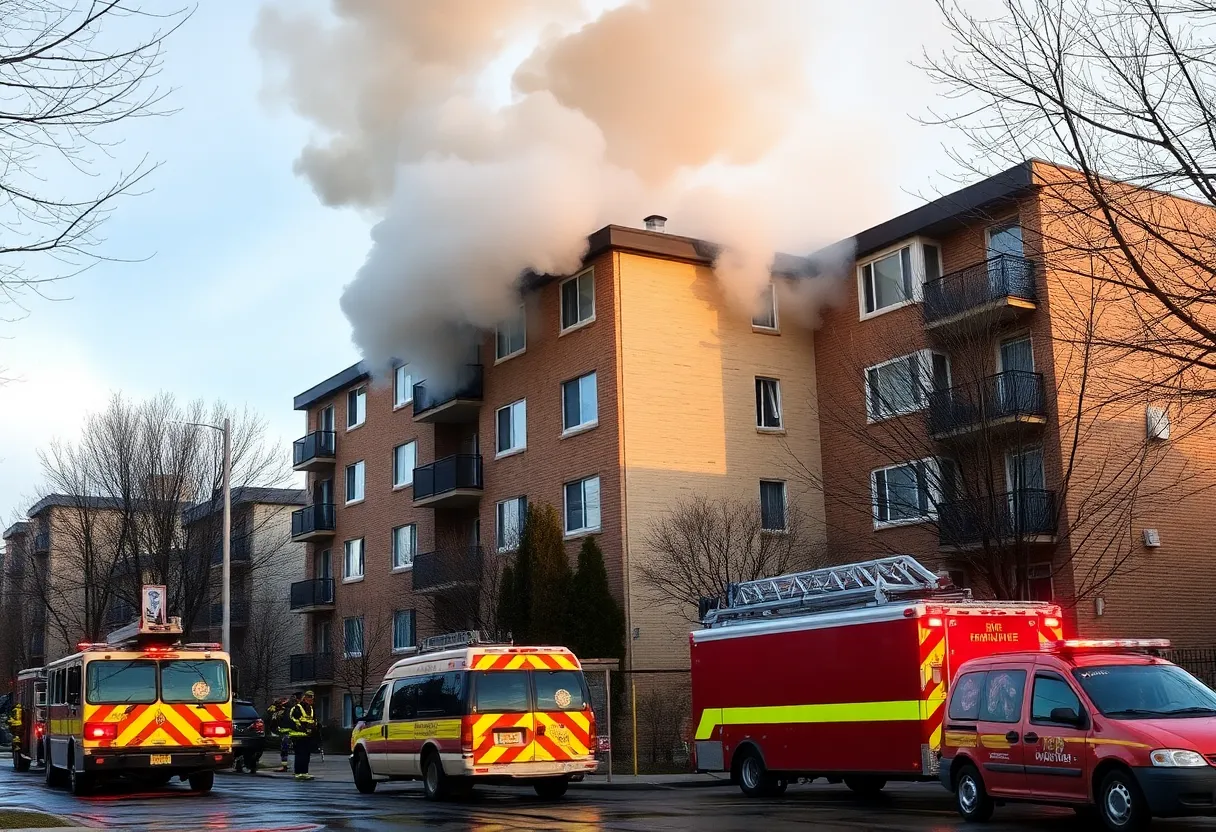 Firefighters responding to a fire in a Phoenix apartment complex