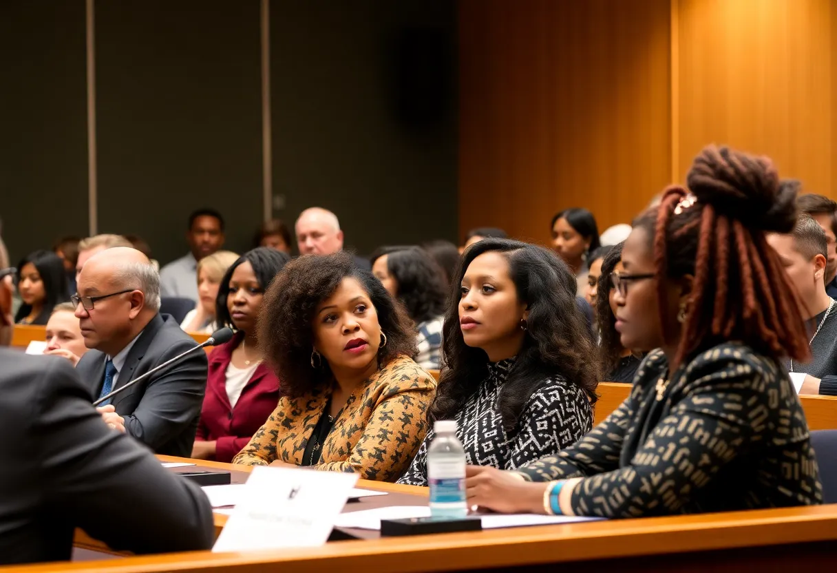Community members attending a Phoenix city council meeting about affordable housing initiatives.