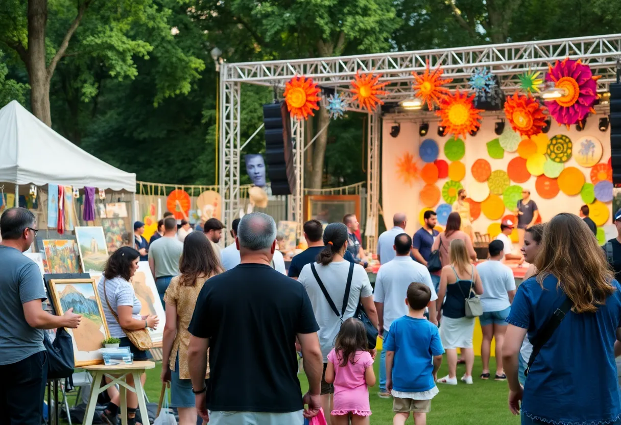 Scene from the Phoenix Festival of the Arts with local artists and performing acts