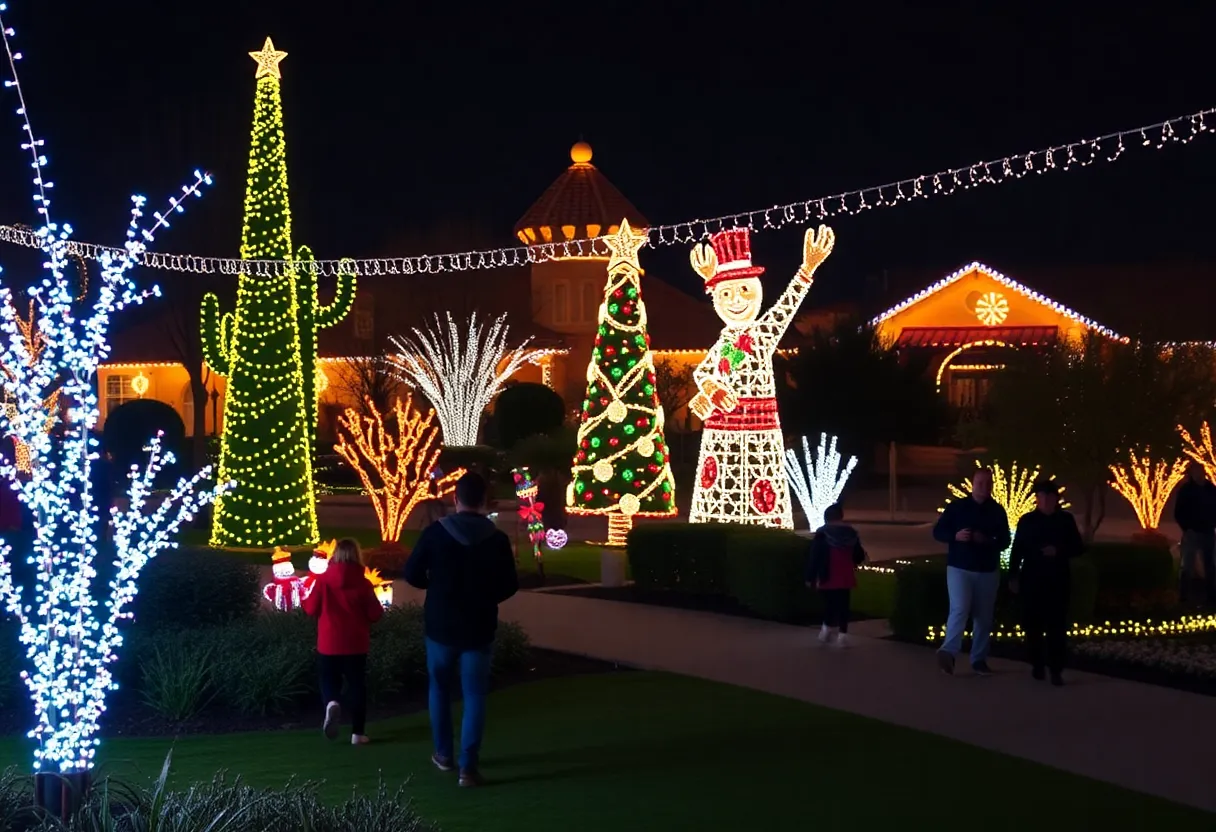 Festive lights and decorations in Phoenix during the holiday season.