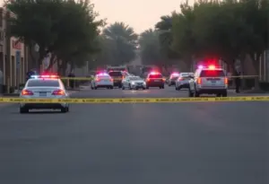 Police at a parking lot crime scene in Phoenix