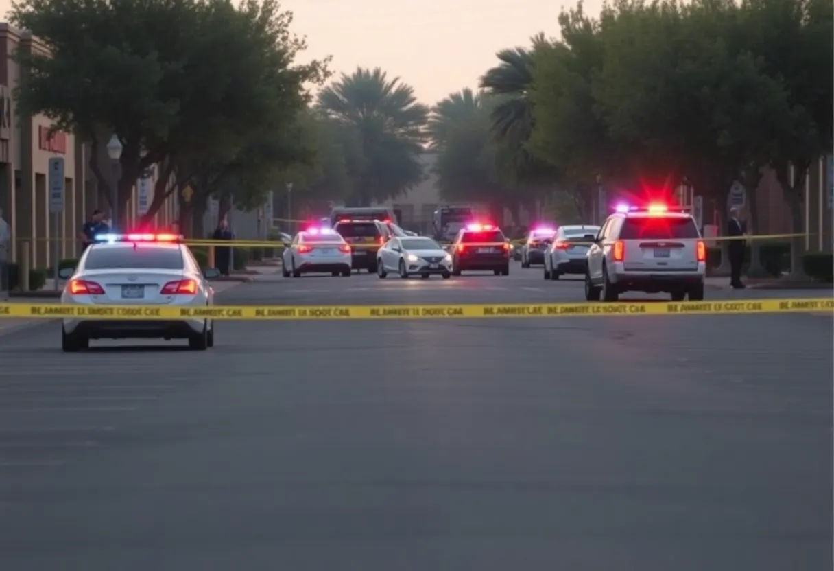 Police at a parking lot crime scene in Phoenix