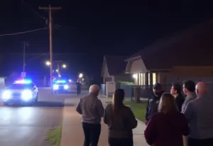 Police lights in a Phoenix neighborhood following a party shooting incident