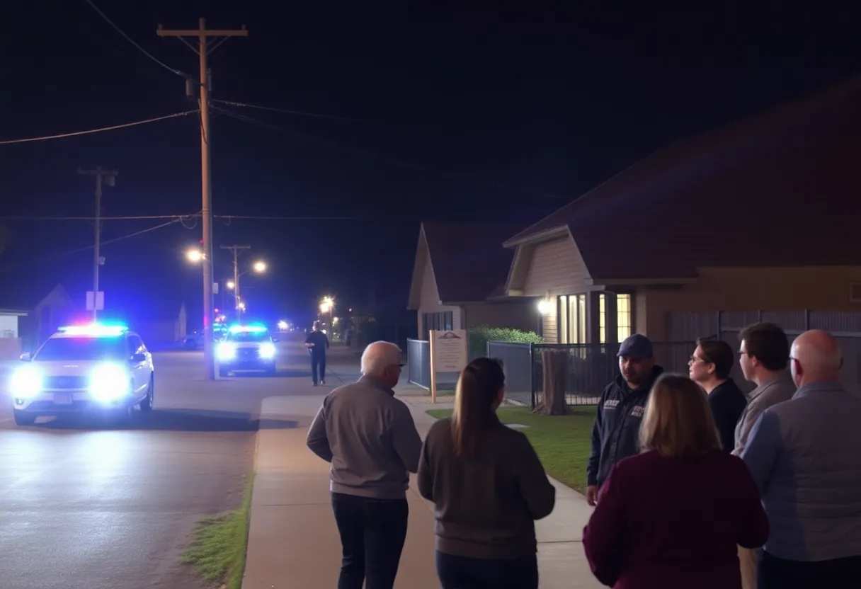 Police lights in a Phoenix neighborhood following a party shooting incident